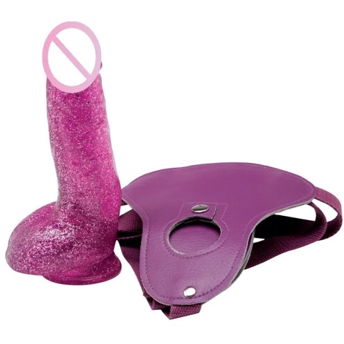 Страпон TLC Bree Olson Glitter Glam Strap-On Harness and Dong, 13x4.1 см