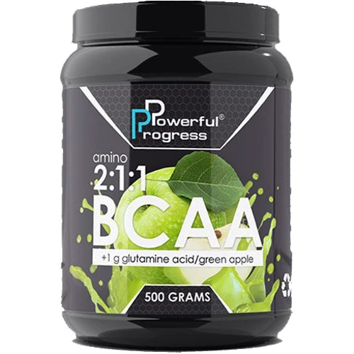 Аминокислота для спорта Powerful Progress BCAA 2:1:1 + Glutamine 500 g /50 servings/ Apple