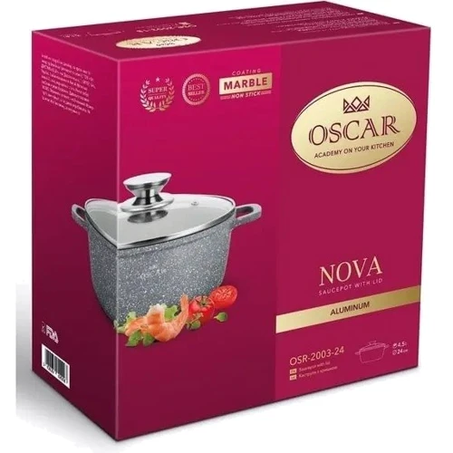 Каструля OSCAR Nova з кришкою 24 см 4.5 л (OSR-2003-24): Матеріал корпусу Алюминий