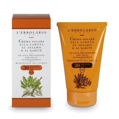 L'Erbolario Солнцезащитный крем с Морковью, маслом Кунжута и маслом ши SPF 30 125 ml
