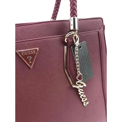 Женская сумка тоут GUESS бордовая (843061105310): Фактура Сафьяно, Матовая