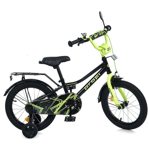 Дитячий велосипед PROF1 14" PRIME SKD75 чорно-салатовий (MB 14015-1)