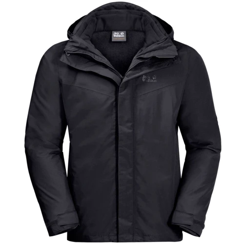 Куртка Jack Wolfskin Gotland 3IN1 1110721-6000 48 черная демисезонная с капюшоном