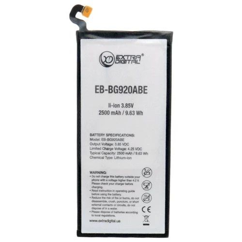 Аккумулятор ExtraDigital 2500mAh (BMS6379) for Samsung Galaxy S6 (EB-BG920ABE): Совместимость с брендом Samsung