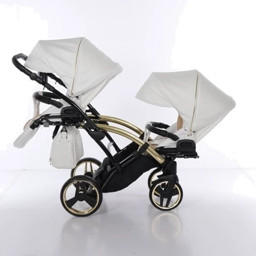 Универсальная коляска для двойни 2 в 1 Junama Diamond Individual Duo Slim 04, белый на золотой раме (JD-IN-DUOs-04): Количество блоков 2