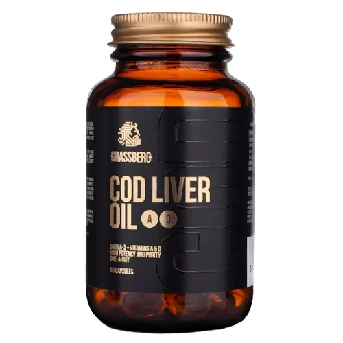Grassberg Cod Liver Oil Масло печени трески + витамины A и D3 60 капсул