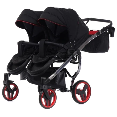Универсальная коляска для двойни 2 в 1 Junama Diamond S-line Duo 01, черный с красным (JD-SL-DUO-01): Пол ребенка Унисекс