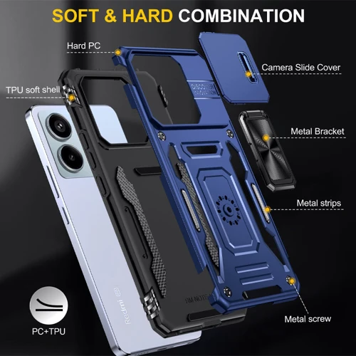Чехол для телефонов Mobile Case Camshield Army Ring Navy for Xiaomi Poco X6 / Note 13 Pro 5G: Цвет синий