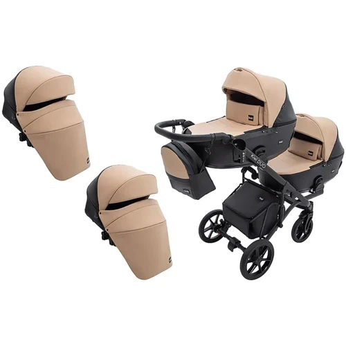 Коляска универсальная для двойни 2 в 1 Bair Kiwi Duo Eco BKD-18/15 капучино / черный (681041): Количество блоков 2
