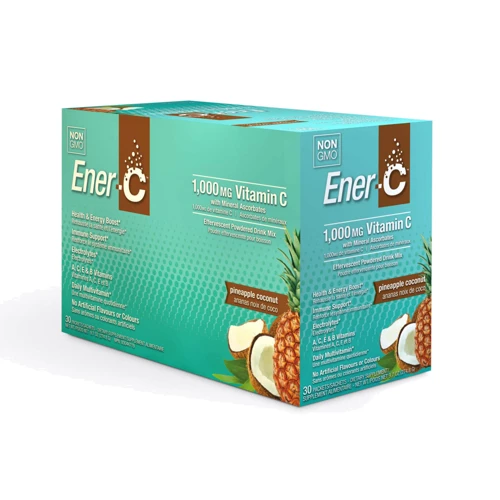 Ener-C Vitamin C 30 pacs Витаминный напиток для повышения иммунитета, вкус ананаса и кокоса