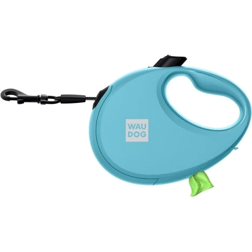 Повідець-рулетка для собак WAUDOG R-leash з контейнером для пакетів M блакитний до 20 кг 5 м (26282) фото 6