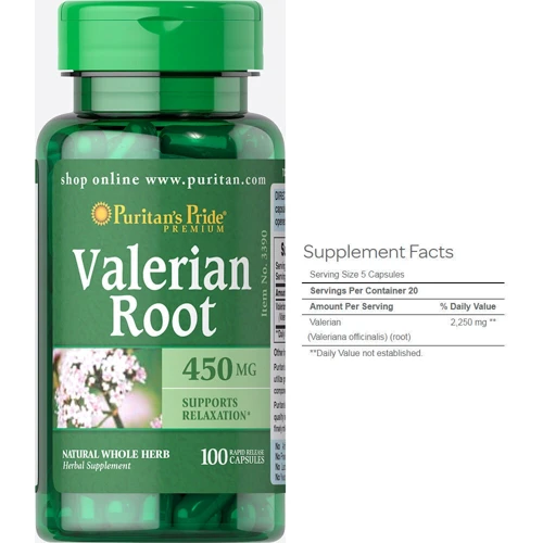 Puritan's Pride Valerian Root 450 mg 100 caps Валеріана корінь: Стать унісекс