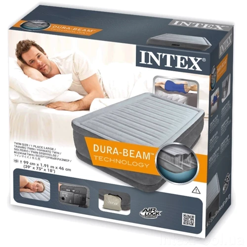 Надувний матрац Велюр ліжко Intex 64412: Колір сірий