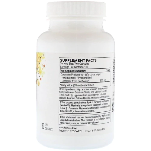 Thorne Research Meriva-SF Curcumin Phytosome 120 Caps Куркумин: Тип Куркума (Куркумин)