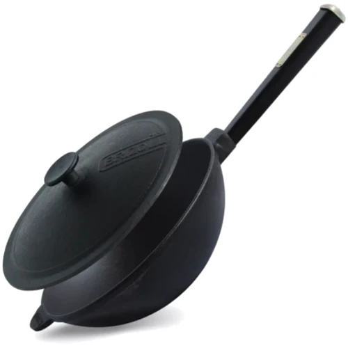Brizoll Вок с деревянной ручкой Black с чугунной крышкой 260х80 мм 2.8 л (W26HP1-1)