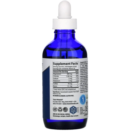 Trace Minerals Research Mega-Mag Natural Ionic Magnesium with Trace Minerals Ионный магний с минералами 400 мг 118 мл: Форма выпуска Жидкость