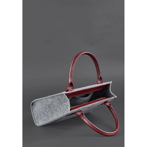 Женская сумка тоут BlankNote серая (BN-BAG-28-felt-vin): Тип ручки Плечевой ремень, С двумя ручками, Короткая ручка