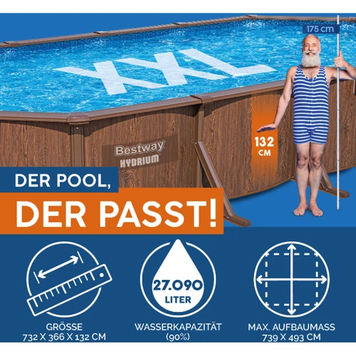 Бассейн Bestway 732-366-132 см (561CW) (фильтрующий насос с песочным фильтром, скиммер, лестница, подкладка, покрытие бассейна, дозатор для хим средств ChemCo) фото 2