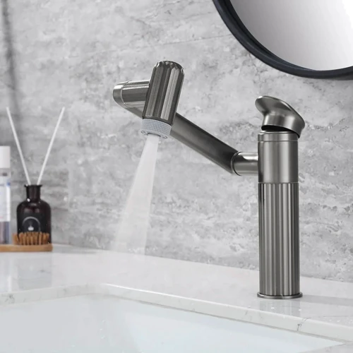 Смеситель для раковины Lefton 360° Rotatable Single-Hole Bathroom Faucet-BF2208 Brushed Nickel: Материал Латунь