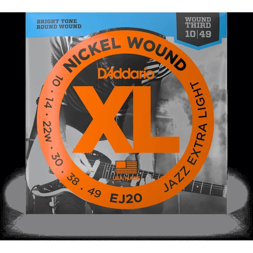 Струна для гитар Струны для электрогитар D'ADDARIO EJ20 XL NICKEL WOUND JAZZ EXTRA LIGHT (10-49)