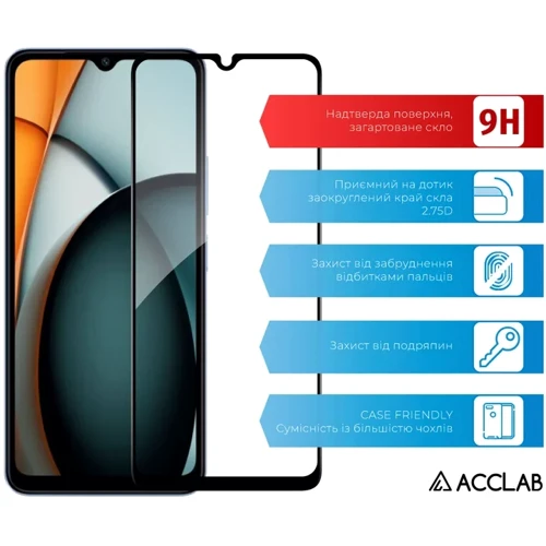 ACCLAB Tempered Glass Full Glue Black для Xiaomi Redmi A3: Тип защитное стекло
