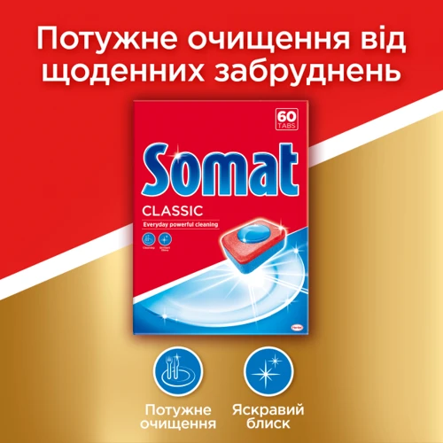 Таблетки Somat для мытья посуды в посудомоечной машине Classic Duo 2x110 шт: Назначение Для всех видов посуды