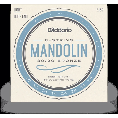 Струна для гитар Струны для мандолины D'ADDARIO EJ62 MANDOLIN 80/20 BRONZE LIGHT (10-34)
