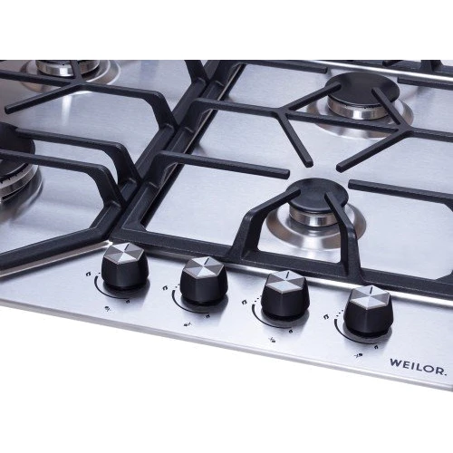 Варочная поверхность газовая Weilor GM W604 SS: Рабочая поверхность нержавеющая сталь