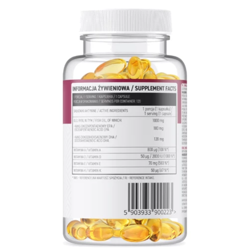 OstroVit Omega 3+ ADEK Омега 3+ вітаміни ADEK 120 капсул: Тип Омега 3