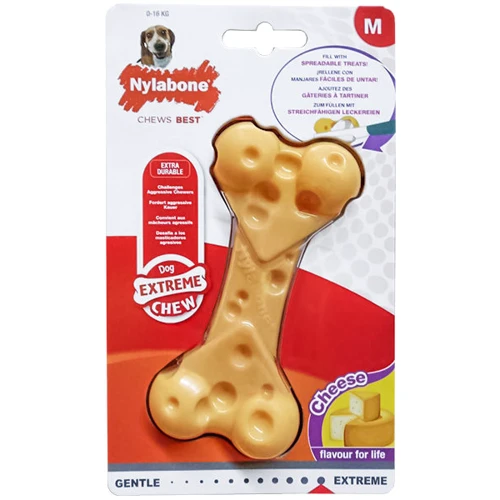 Игрушка Nylabone Extreme Chew Cheese Bone жевательная для собак вкус сыра M до 16 кг 12.5x6x3 см (54508)