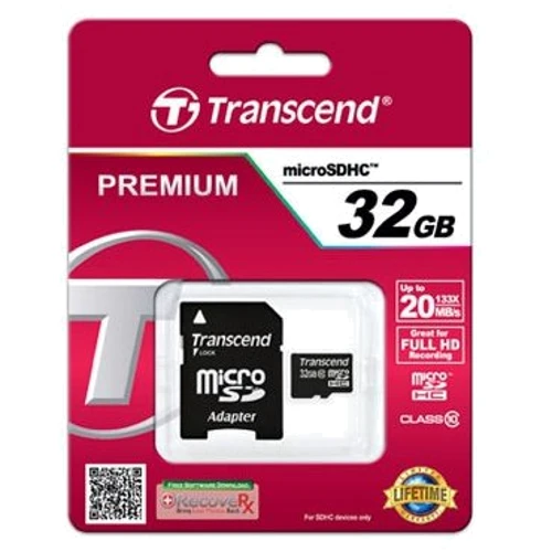 Карта пам'яті Transcend 32GB microSDHC Class 10 + adapter (TS32GUSDHC10): Тип карти MicroSDHC