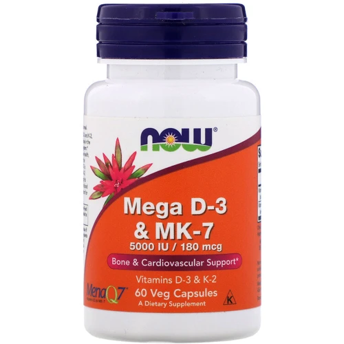 Now Foods Mega D-3 & MK-7, 60 Veg Capsules (NF0384)
