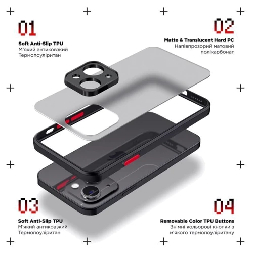 Чохол для телефона ArmorStandart Frosted Matte Black for Tecno Spark 10 Pro (KI7) (ARM70501): Сумісність Tecno Spark 10 Pro (KI7)
