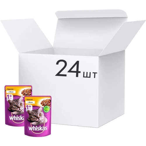 Вологий корм Whiskas для котів з куркою в желе 24х100 г (4770608239725): Клас Премиум
