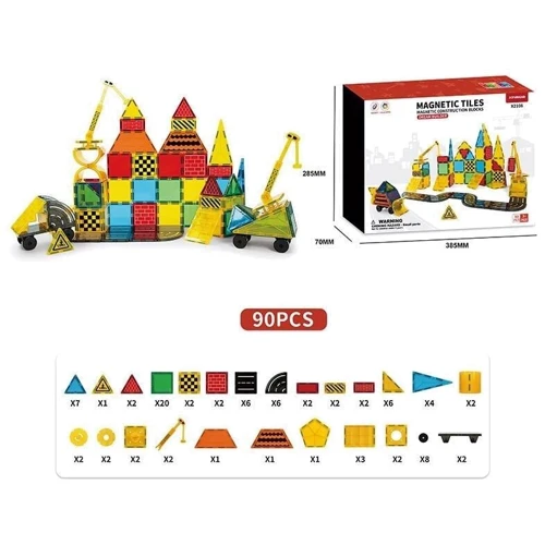 Магнітний конструктор Будівельний майданчик: 90 деталей, машинка (X 2108)