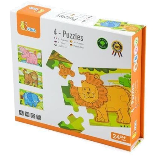 Набір дерев'яних пазлів Viga Toys Джунглі 4 в 1 48 ел (50068)