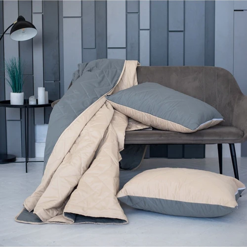 Покривало Sonex Bora Bora двостороннє 220x240 см + наволочка 50x70 см (2 шт.) сірий/бежевий (SO102398)