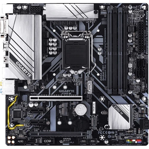 GIGABYTE Z390 M: Разъемы на плате M.2, SATA 3.0, PCI Express x1