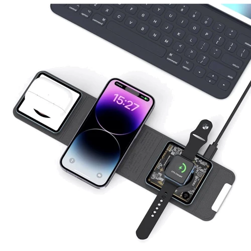 Зарядное устройство WIWU Wireless Charger Triple Wi-W001 15W Black for Apple iPhone, Apple Watch and Apple AirPods: Кабель в комплекте отсутствует