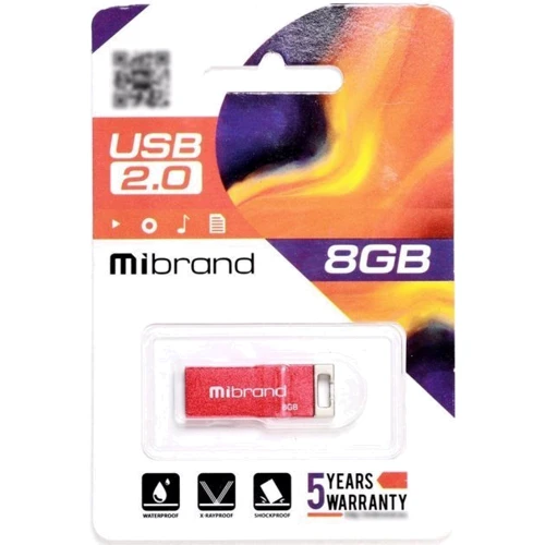 USB-флешка Mibrand 8GB Сhameleon Red USB 2.0 (MI2.0/CH8U6R): Стандарт USB USB 2.0