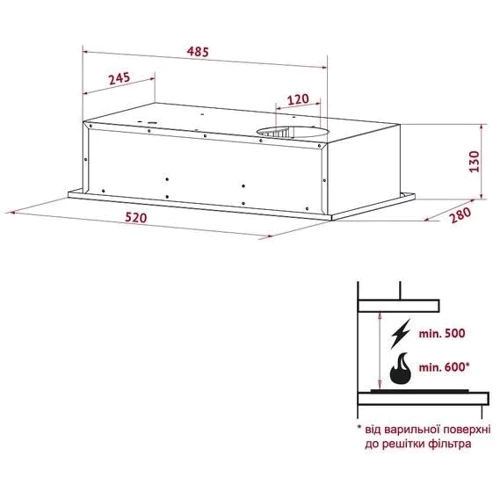 Вытяжка Perfelli BI 5252 BL 700 LED: Тип монтажа Встраиваемый