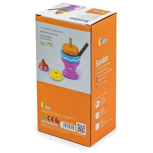 Набор продуктов Viga Toys Деревянная пирамидка-мороженое Розовый (51321)