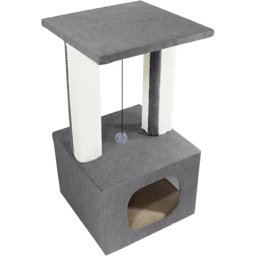 Когтеточка Lucky Pet домик Грот Люкс серая 33х33х64 см (555731)
