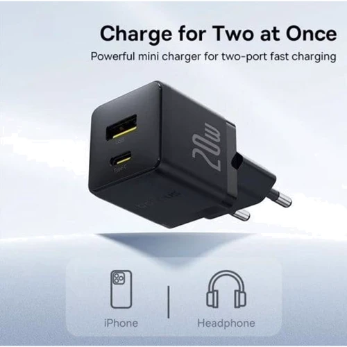 Зарядное устройство Baseus Wall Charger Palm USB-C+USB 20W with USB-C Cable Black (P10111608113-01) фото 10