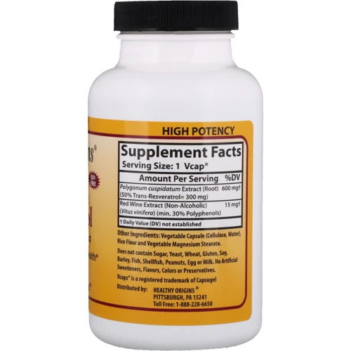 Healthy Origins Resveratrol (Trans-Resveratrol) 300 mg 60 caps Ресвератрол: Тип Ресвератрол