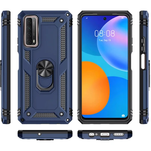 Аксессуар для смартфона Mobile Case Shockproof Serge Magnetic Ring Blue for Huawei P Smart 2021: Материал TPU (термополиуретан) и поликарбонат