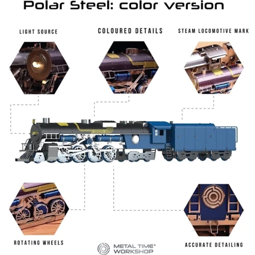 Колекційна модель-конструктор Metal Time Polar Steel color Поїзд механічний (MT052) фото 4