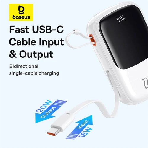 Внешний аккумулятор Baseus Power Bank 20000mAh Qpow Pro FC 22.5W White (P10067103213-00) фото 9