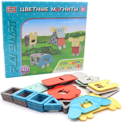 Конструктор магнитный Play Smart Животные, 40 деталей (2468): Количество деталей, шт. 40