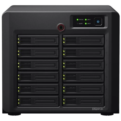 Сетевой накопитель (NAS) Synology DS2413+: Слоты для дисков 12 x 3,5” SATA(II) или 12 x 2,5” SATA/SSD (max 12 x 4 TB)